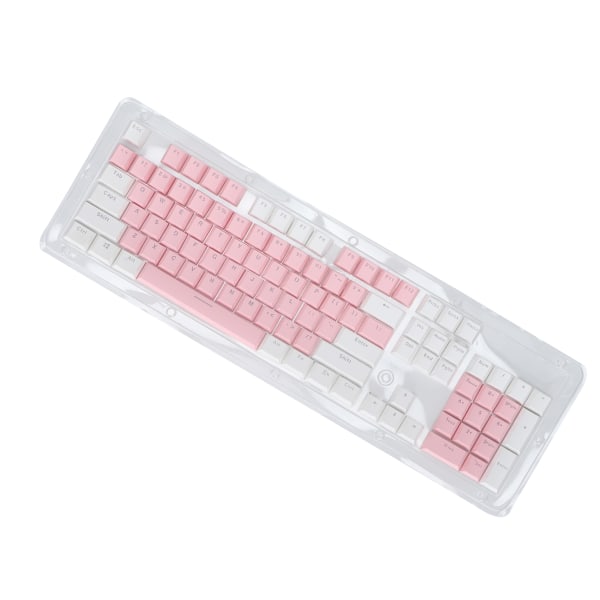 104 stk Tastaturhetter Slitesterk, stabil tofarget gjennomskinnelig bakgrunnsbelyst PBT mekaniske tastaturhetter (rosa hvit)