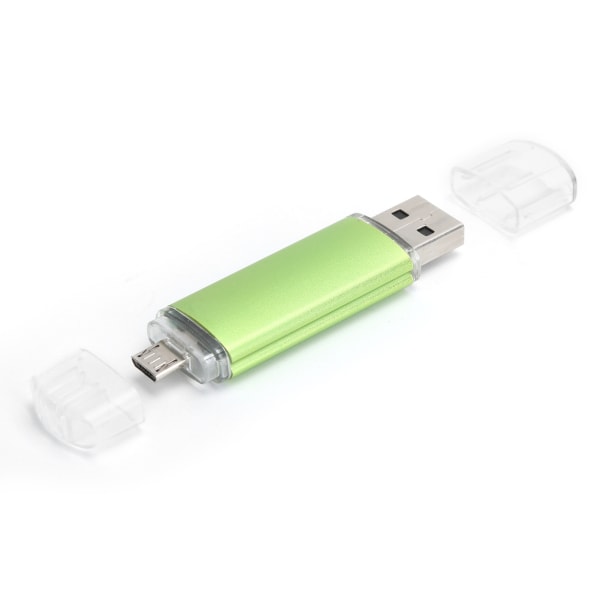 U Disk USB2.0 Minne Flash Drive 2Plug OTG HighSpeed ​​Mobiltelefon Datortillbehör Present (Grön 128GB)