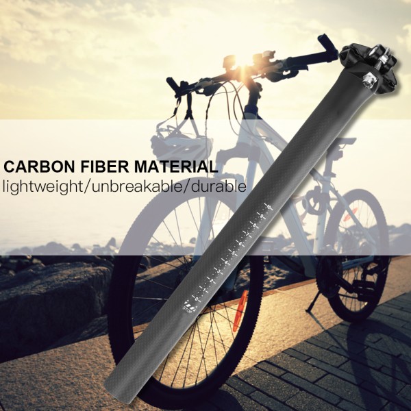 Carbon Fiber Mountain Road Bike Stødsikker cykelsadel Sadelstolpe sadelpind (27,2X400MM)