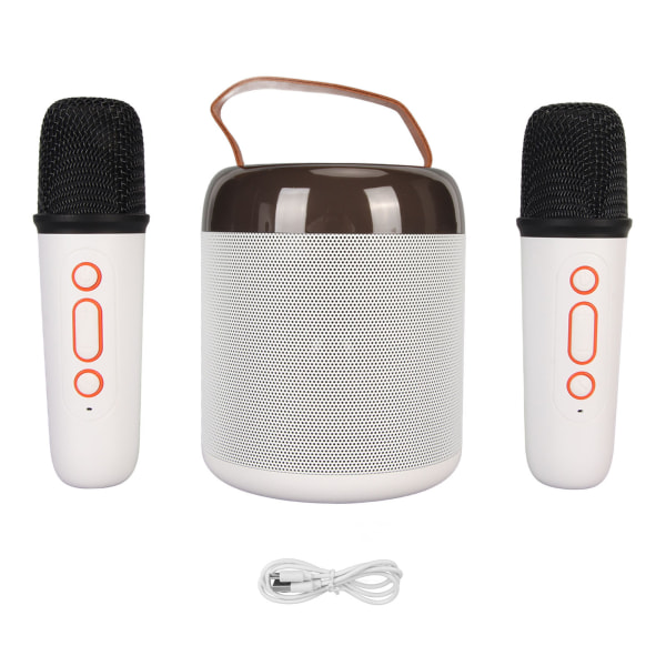 Langattomat karaokekaiuttimet RGB Light Bluetooth 5.3 -kaiutin kahdella langattomalla mikrofonilla Kannettava karaokelaite perhejuhliin White