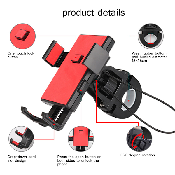 Universal Telefonholder MTB Motorsykkel For 4-6,5 tommers Mobiltelefon Sykkelbrakett