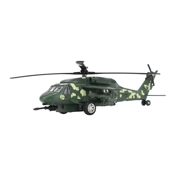 Diecast Metal Helicopter Model Sound Light Pullback Alloy Fighter Aircraft Model 140mAh OD Green