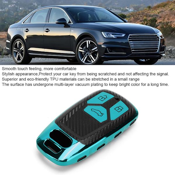 TPU Kolfiberstil Bil Smart Nyckelfodral Skydd Passar A4 B9 Q5 Q7 TT TTS 8S 2016 2017 Grön