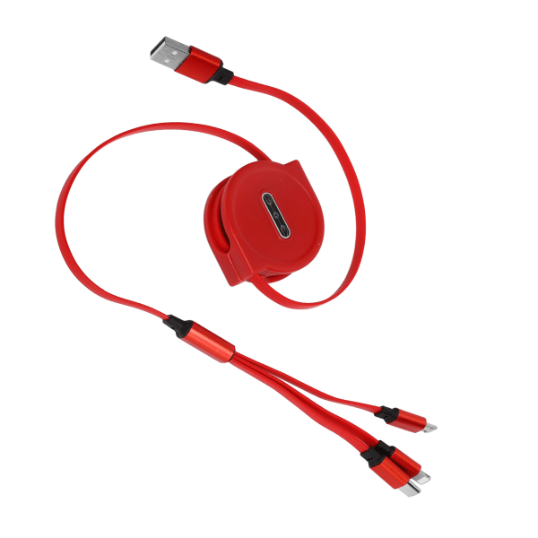 3 in 1 Multi sisäänvedettävä laturikaapeli 3A TypeC/IOS/Micro USB -liittimellä 1,1M (punainen)