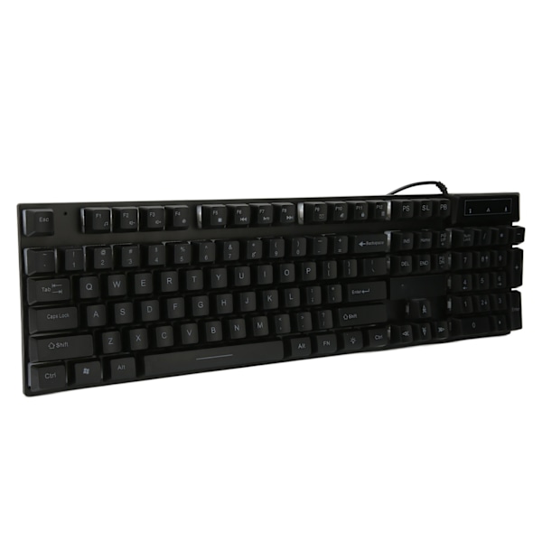 Ergonomisk baggrundsbelyst USB-spilkeyboard - 104 taster, kablet, til hjemmekontoret, bærbar computer, arbejde, sort