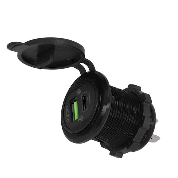 Modificeret Biloplader PD+QC3.0 Smart Hurtig Opladning TPYE C Sort Aluminiumlegeringsskal Grønt Baggrundslys