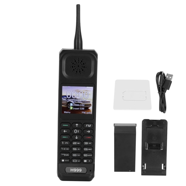 1,54 tuuman näytöllä varustettu matkapuhelin 32 Mt + 32 Mt Dual Card Retro Style Bar puhelin vanhuksille (musta)