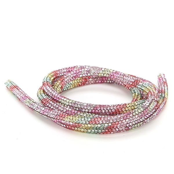 Rhinestones Tube Rope Ribbon DIY Sy Brudekjole Kostyme Decoration Accessories Rainbow Color No.2