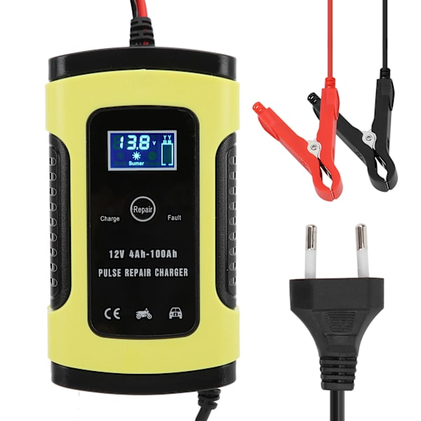 Universell 12V 6A digital bilbatterilader for motorsykkelkjøretøy