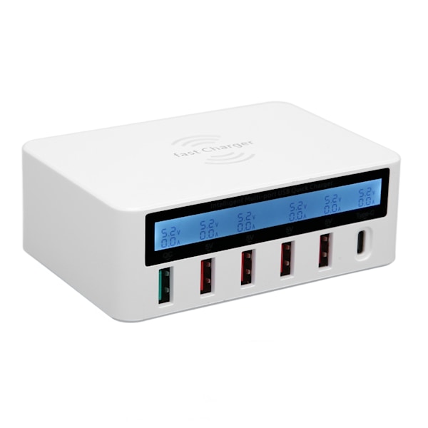 Trådlös Smart USB Display-laddare - 6-portars 40W snabbladdare (EU-kontakt)