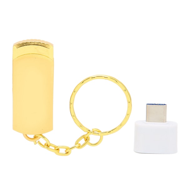 Nyckelring USB-minne Flash Drive USB3.0 Mobiltelefon Dator Dubbel Användning Bärbar Aluminiumlegering U-disk med TypeC-adaptrar (64GB Guld)