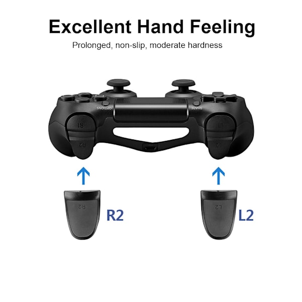 PS4 Controller Utvidelsesknapper - Forbedret grep og Soft Touch (svart)