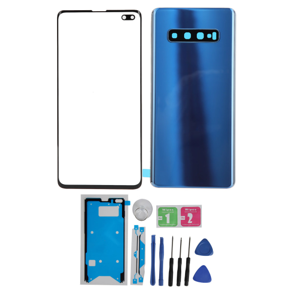 Mobiltelefon bakre cover och yttre glaspanelersättning för Samsung S10+Plus (blå)