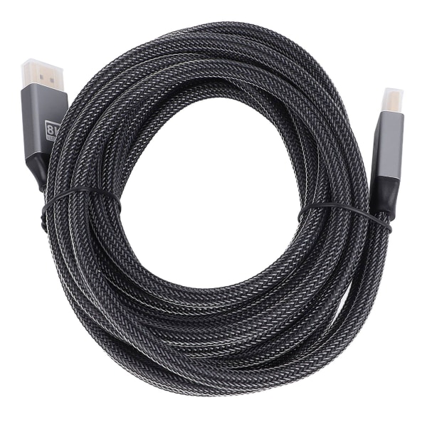 DisplayPort 1,4-kabel 8K 16,4 fot lang slitesterk nylon Stilig grå høyhastighets datamaskin DisplayPort-kabel for PC-skjerm