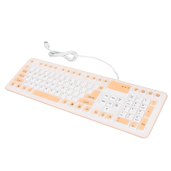 Vikbart vattentätt Dammtätt USB-trådlöst Silent-tangentbord för PC Laptop-spel (orange)