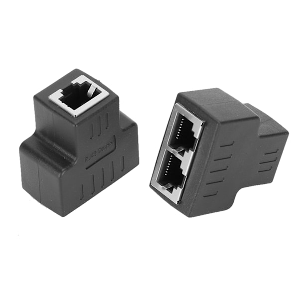 Ethernet-kabeladapter - 2 stk RJ45 hun-stik LAN-kontakt Kabelforlænger splitter