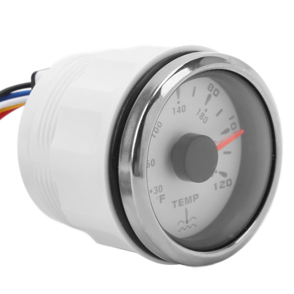 52mm Vattentemperaturmätare 7 Färger Bakgrundsbelysning IP67 Vattentät 1600‑22Ω Pekar Indikeringsmätare för Båtar Husbilar Vit