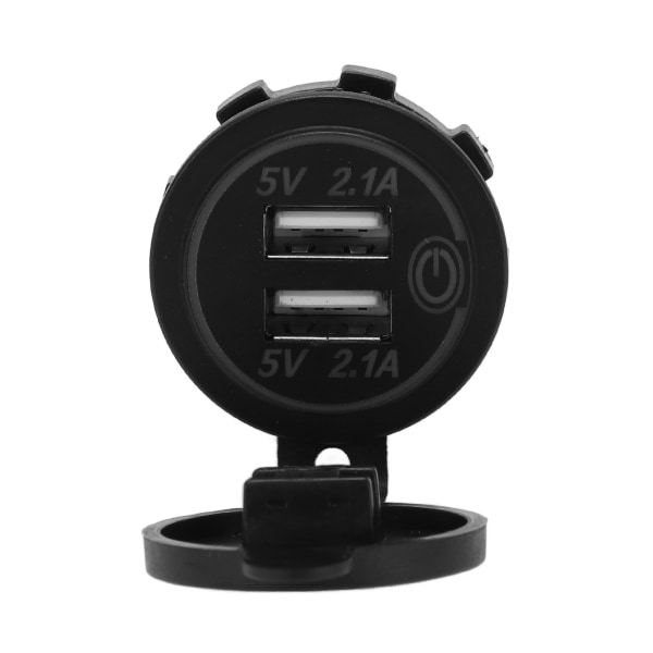 2.1A USB Billader Berøringsbryter Doble Porter Hurtiglading Biladapter for Bil og Motorsykkel
