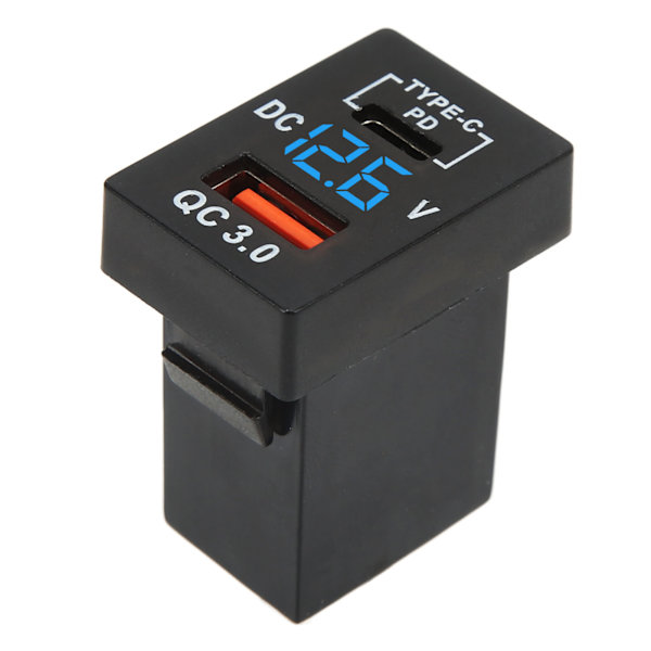 Biloplader Socket QC 3.0 Hurtig Opladning 12‑24V Spændingsdisplay til Biler Motorcykler Autocampere