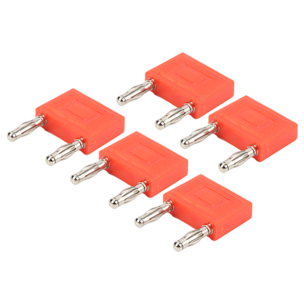 5PCS Dobbel rad bananpluggkontakt Nikkelbelagt kobber 2-veis dobbel bananplugg for høyttalerledninger Rød