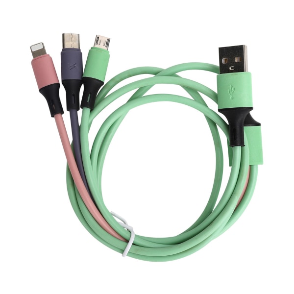 3 i 1 flytande silikon Multi USB snabbladdningskabel för IOS/Typ C/Micro USB -portar Grön