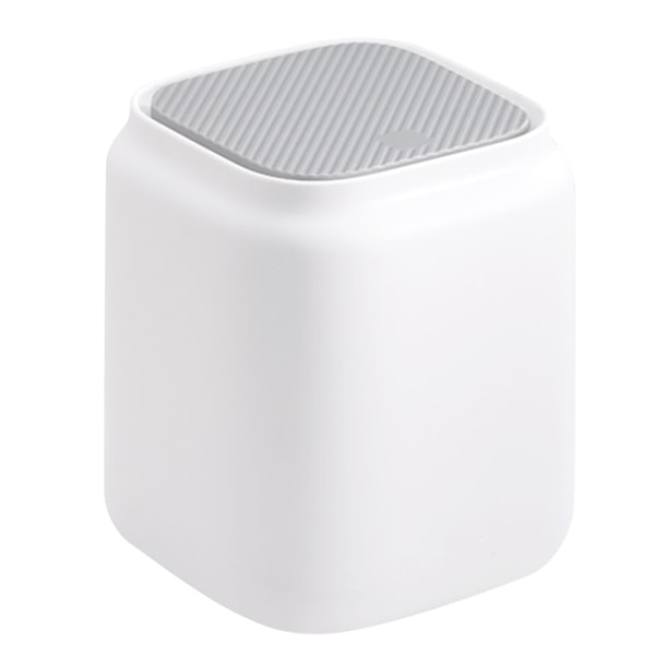 Desktop Garbage Can Office Press Top Mini Trash Can Waste Basket with Lid for Home Bedroom Study White