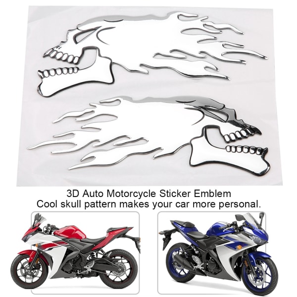 2 stk 3D kraniehoved Auto Motorcykel Bil Sticker Decor Decal