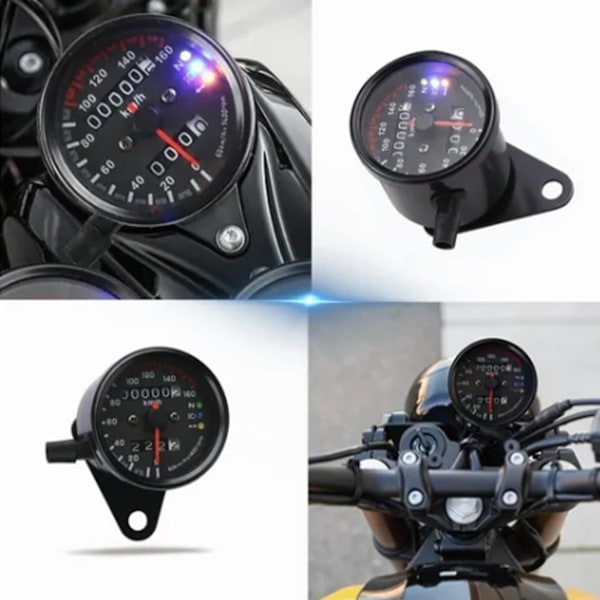 Motorcykel Speedometer 12V Digital Hastighed Kilometertæller Universal Pasform Odometer med Blå LED Baggrundsbelysning