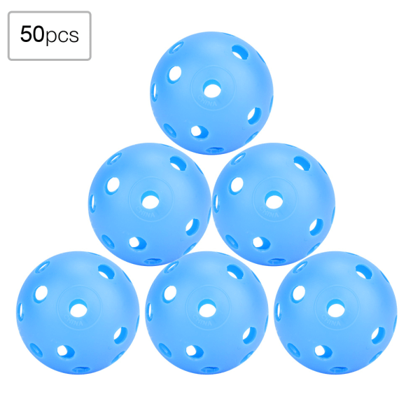 50 st enfärgade ihåliga luftflödesgolfträningsbollar inomhusgolfbollar för barn (blå)