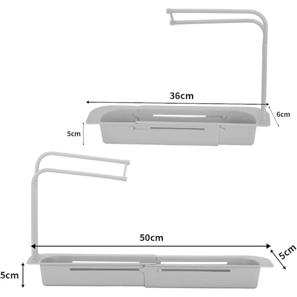 Grå Utvidbar Kjøkkenvask-Organisering med Svamplagring og Håndkleholder