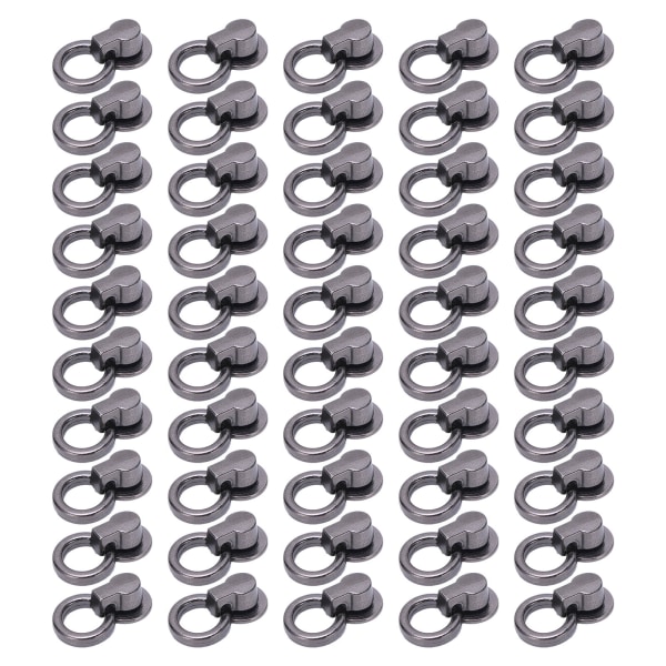 50 set Munknit med dragringar Högglans kopparmaterial 13x12mm Runt huvud Nitar för DIY Klädväskor Skor Silver Svart