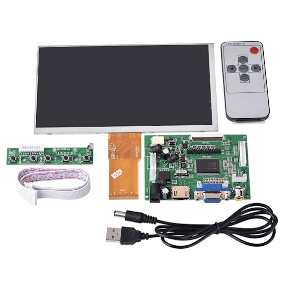 Högupplöst 7-tumsskärm med HDMI+VGA+2AV-drivrutinskort för Raspberry Pi