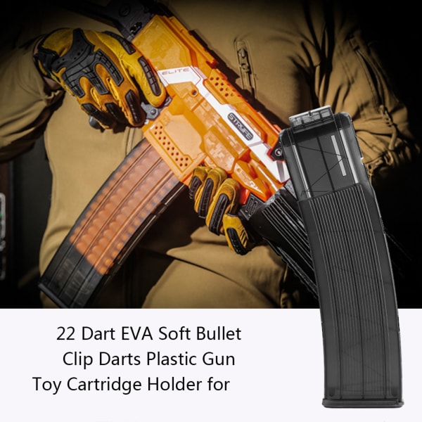 22 Dart EVA Soft Bullet Clip Dart Plast Pistol Lekepatronholder (svart)