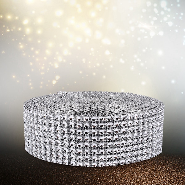 10 Yards Rhinestone Mesh Ribbon Roll Crystal Diamond Wrap for Arts and Crafts Project Silver