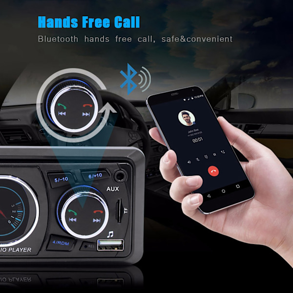 Suuri Power Dual USB Bluetooth handsfree auton FM-radio MP3-soitin pikalatauksella (4 x 60W)