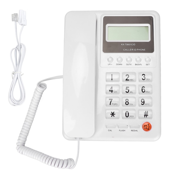 KXT8001CID Sladdtelefon Klassisk FSK DTMF Dubbelsystem Kontor Fast telefon med Nummerpresentation för Hem Hotell (Vit)