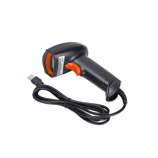 Viivakoodinlukija kädessä pidettävä 360° luku Pölytiivis vedenpitävä langaton QR-koodin USB lukija (musta oranssi)