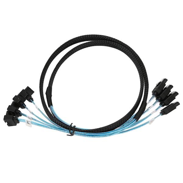 Mini SAS Kabel 4 SATA til 4 SATA Lige Buet Kabel 6Gbps Anti-Interferens Dobbelt Gruppe Skærmning SAS Kabel 0,5m / 1,6ft