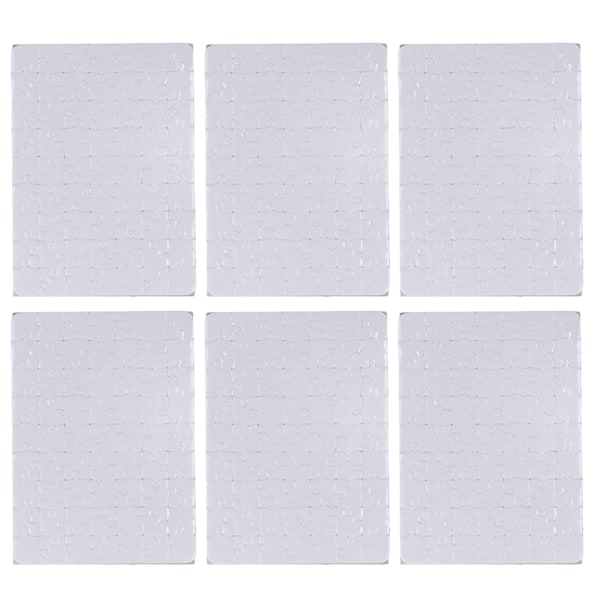 6 Sæt Blanke Puslespil 63 stk. 13x18cm Hvid Samling DIY Sublimering Blanks Puslespil til Livsfoto