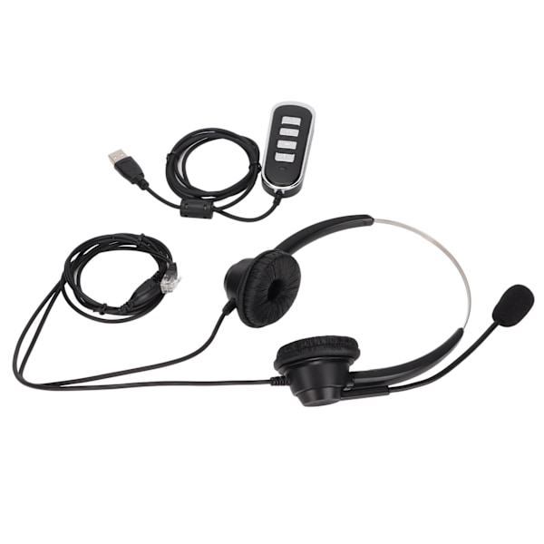 Telefonhovedsæt med støjreduktion, binaural, RJ9-stik, ledningsforbundet forretningshovedtelefon med mikrofon, USB-lydkort til callcenter
