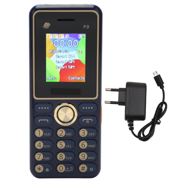 Mobiltelefon med stor knapp 3600mAh 3 kort 3 Standby 2G GSM 100‑240V 1,8 tommers skjerm seniormobiltelefon for seniorer Blå EU-plugg