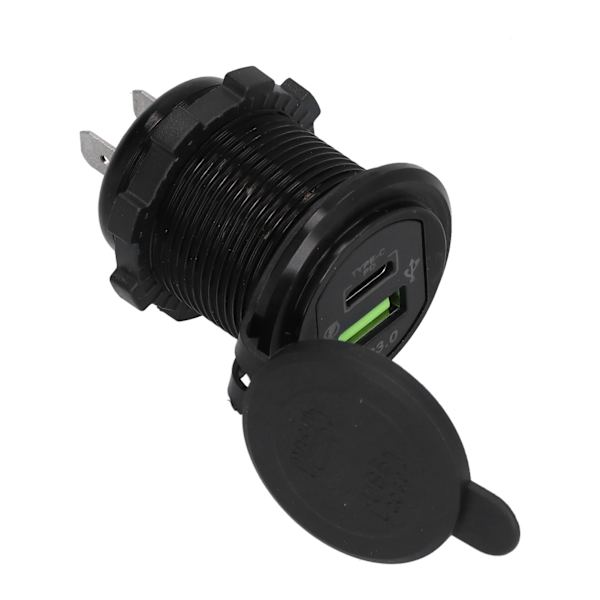 Modificeret Biloplader PD+QC3.0 Smart Hurtig Opladning TPYE C Sort Aluminiumlegeringsskal Grønt Baggrundslys