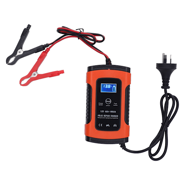 Smart Batterilader AU Stik 100‑240V 3-trins Automatisk Opladningsskærm Display Puls Reparationslader
