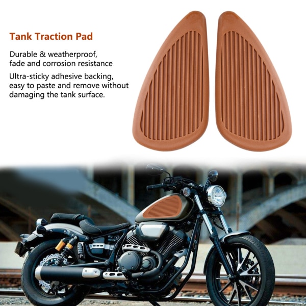 Anti-slip tank klistermærker til retro motorcykel (brun, 2 stk)