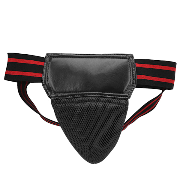 Bokse-Skridtbeskytter i PU-Læder Åndbar Jockstrap til Kickboxing Muay Thai Sort