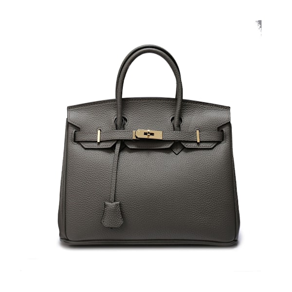 Elegant Handväska i Mörkgrått Läder 25cm Unik Lychee-Stil för Kvinnor Dark gray 25CM