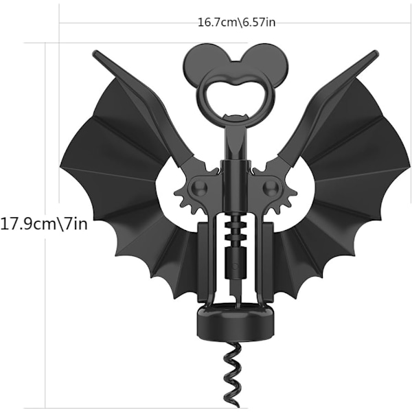 Flerbruks flaskeåpner i form av en flaggermus - rødvin, øl, 2 i 1 - perfekt gave til vinelskere