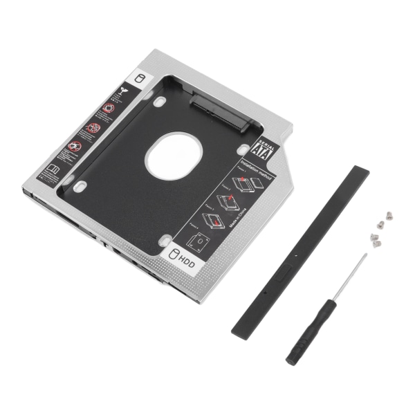 Universal 9,5 mm 2,5 tommer SATA til SATA 2. SSD HDD-harddisk Caddy Aluminiumslegering SSD-konverter for CD DVD ROM-stasjonsspor