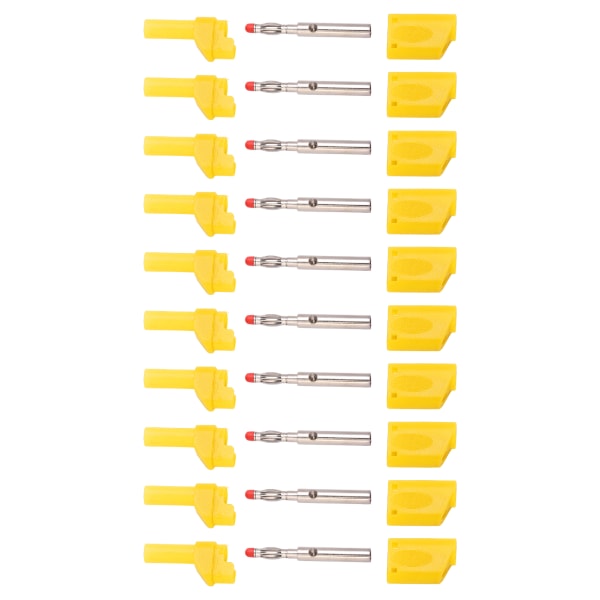 10pcs 22.160 4mm Banana Plug Insulated Safety Banana Plug Connector with Housing for Electronic TestYellow