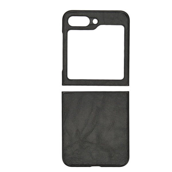 Vikbar skärm telefon skyddande case Anti reptåligt Fallsäkert phone case för Galaxy Z Flip 5 Black Leather Grain